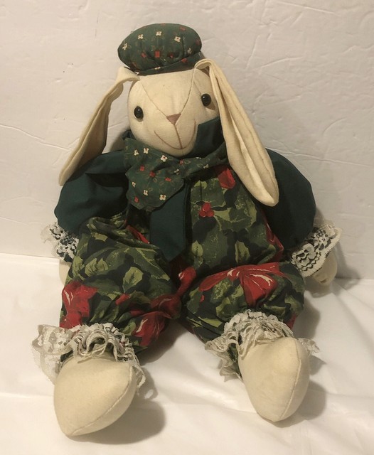 Adorable Cloth Rabbit Bunny Rag Doll Figurine in Dress eBay