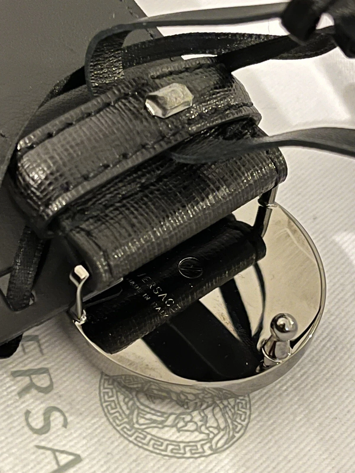 VERSACE Cintura in pelle Medusa Nero & Argento Made In Italy