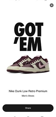 Nike Dunk Low Night Maroon CONFIRMED ORDER Size 9.5 DR9705-100 