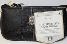 BOC Born Concept Black Pebbled Faux Leather Portable Charging Wristlet Wallet