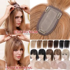 Clip In Real Human Hair Women Topper Hairpiece Silk Base Top Toupee Wig Natural