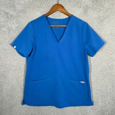 Figs Scrub Top Womens Medium Blue Casma Three Pocket