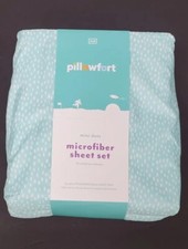 PillowFort Microfiber Sheet Set - Full Bedding Mini Dots Teal Green