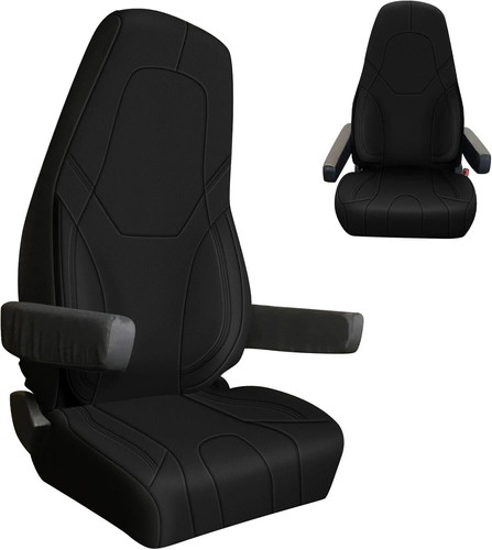 Front Seat Covers with Back Pocket for Freightliner Cascadia, Leather, 33" High