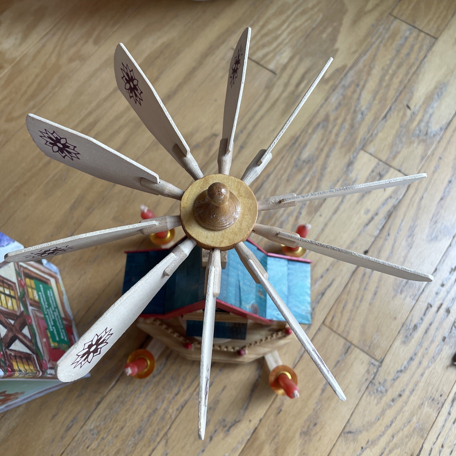 German Style Christmas Pyramid Carousel Nativity House Windmill With