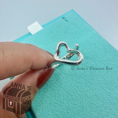 Tiffany & Co. 925 Silver Elsa Peretti Open Heart Bypass Ring US 7