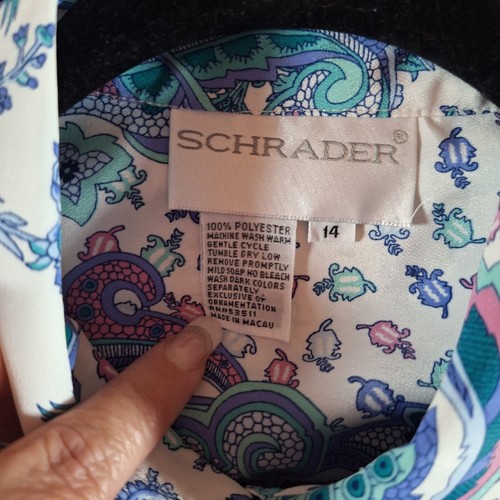 Vtg Schrader Button Blouse Maxi Skirt Set Womans 14 Pastel Asian Paisley Floral - Picture 12 of 18