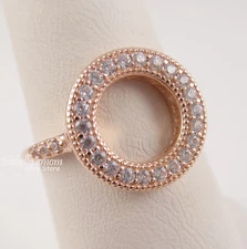 Authentic HEARTS OF PANDORA HALO Rose GOLD Plated Circle Ring 5/50 NEW in BOX