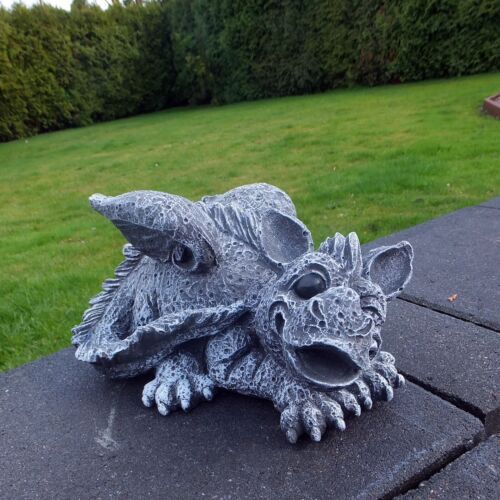 Gartenfigur Drachen-Katze – Fantasy Deko Drache, 27 Cm, Wetterfest, Handbemalt