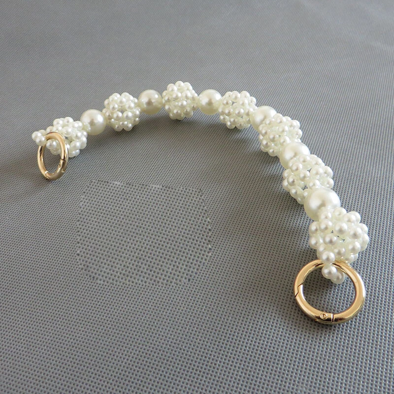 Bolso de mano con correa de perlas sintéticas Bolso de hombro Cartera Mango Repuesto con cuentas Regalos Foto 4 de 4