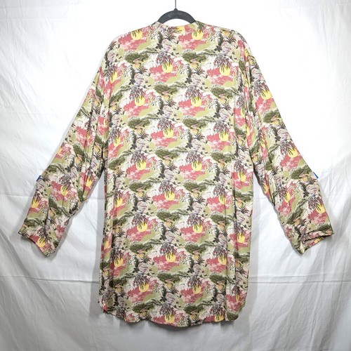FLAX Tunic Top Dress Banded Collar Floral Roll Tab Vented Womens Size Medium - Picture 3 of 8