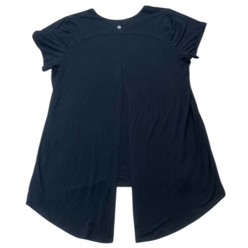 Lululemon Open Up Tie Back Shirt Size 10 Black Women's Short Sleeve