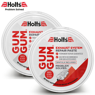 2x Holts Gun Gum Gas Tight Exhaust Silencer Joint Repair Paste Putty GunGum 200g