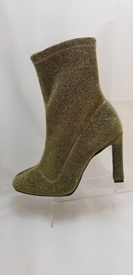 L'intervalle Gold Glitter Stretch High Heel Ankle Boots Women's Size 38 7-7.5