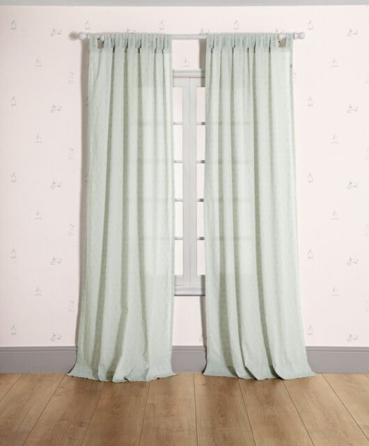 NEW Mamas & Papas Curtains Tab Top Voile Aqua Green Unisex 105cm x 220cm RRP £59