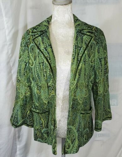 Margaret Frances Womens Green Paisley Blazer Jack… - image 1