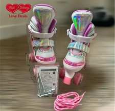      Kids Light-up Roller Skates  Holographic  Adjustable  Size S  13C-3Y 