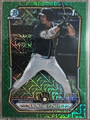 #ad #ad 2026 Bowman Chrome ANDREW FISCHER #BCP 149 GREEN MOJO REFRACTOR 99 BREWERS $45.00