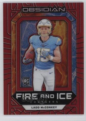 2024 Panini Obsidian Fire and Ice Red 15/75 Ladd McConkey #21 Rookie RC 18kr