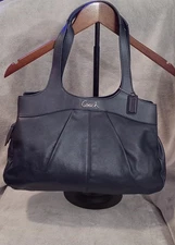 RARE BLUE COACH LEXI PLEATED LEATHER SATCHEL BAG  F18829 Nov 2011 EXCELLENT COND