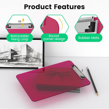 Bulk Clipboards Set of 6, 8.5X11 Plastic Colored Clear Clip Board with Ruler,...