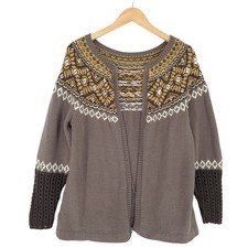 Vintage Nordic Jumper Sweater Norway Brown Fair Isle Wool Women Wj2 Size S