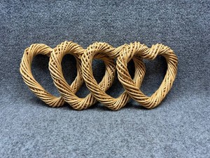 Wicker Heart Rings Set of 4 Natural Rattan Napkin Rings Decor