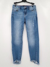 Harper Jean Womens Adult Size 25 Blue Skinny Frayed Bottoms Distress Denim