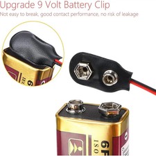 1/5/10 Pcs Snap 9V 9 Volt Battery Clip Connector I Buckle Type Black w/ Cable