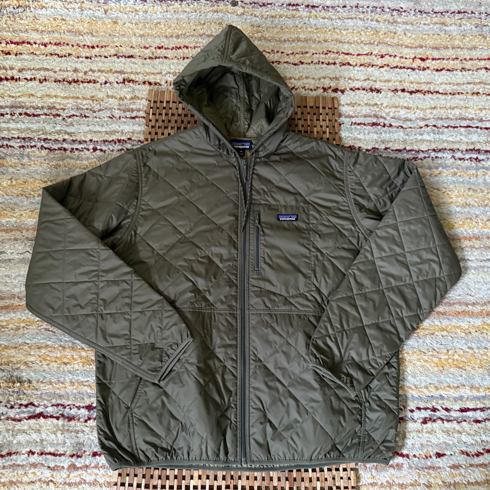 Patagonia Diamond Quilted Bomber Puffer Jacket Green Men's Size XXL 2XL