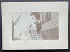 Lot of 2 Miscellaneous Older Photos Man Women on Steps Two Men with a Horse — photo 2