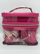 Victoria’s Secret 4 Piece Train Case Set Makeup Bag Pink  NWT
