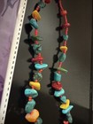 Red Coral Block Turquoise Green Turquoise Beaded Necklace — photo 9