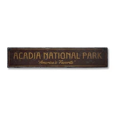 Acadia National Park, America's - Rustic Distressed Wood Sign