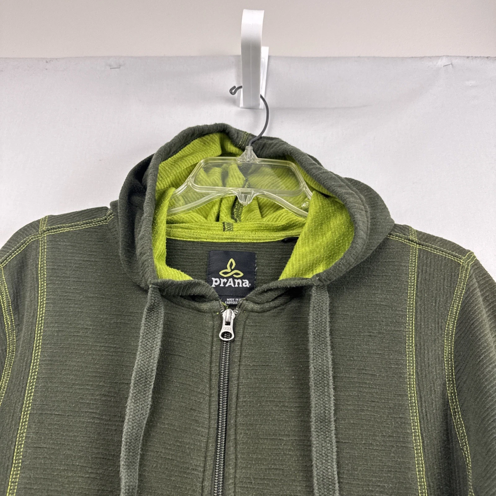 prana full zip organic cotton poly ribbed knit hoodie
