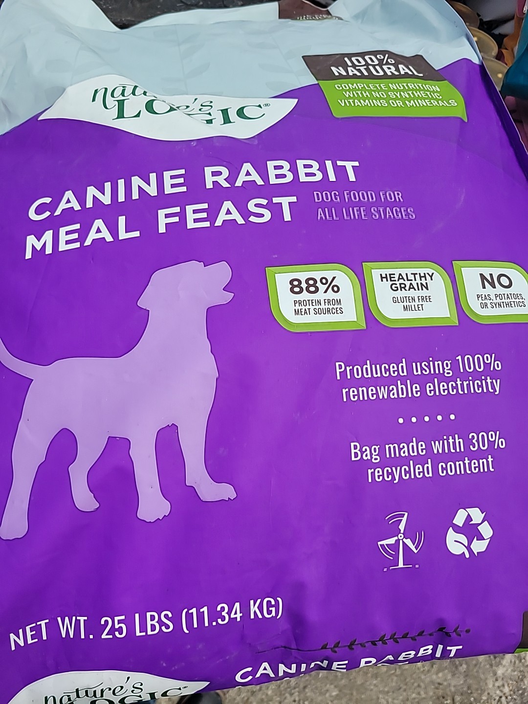 Natures Logic CanineRabbit  Meal Feast 25 Lbs Ex 6/26 Free Shipping US 