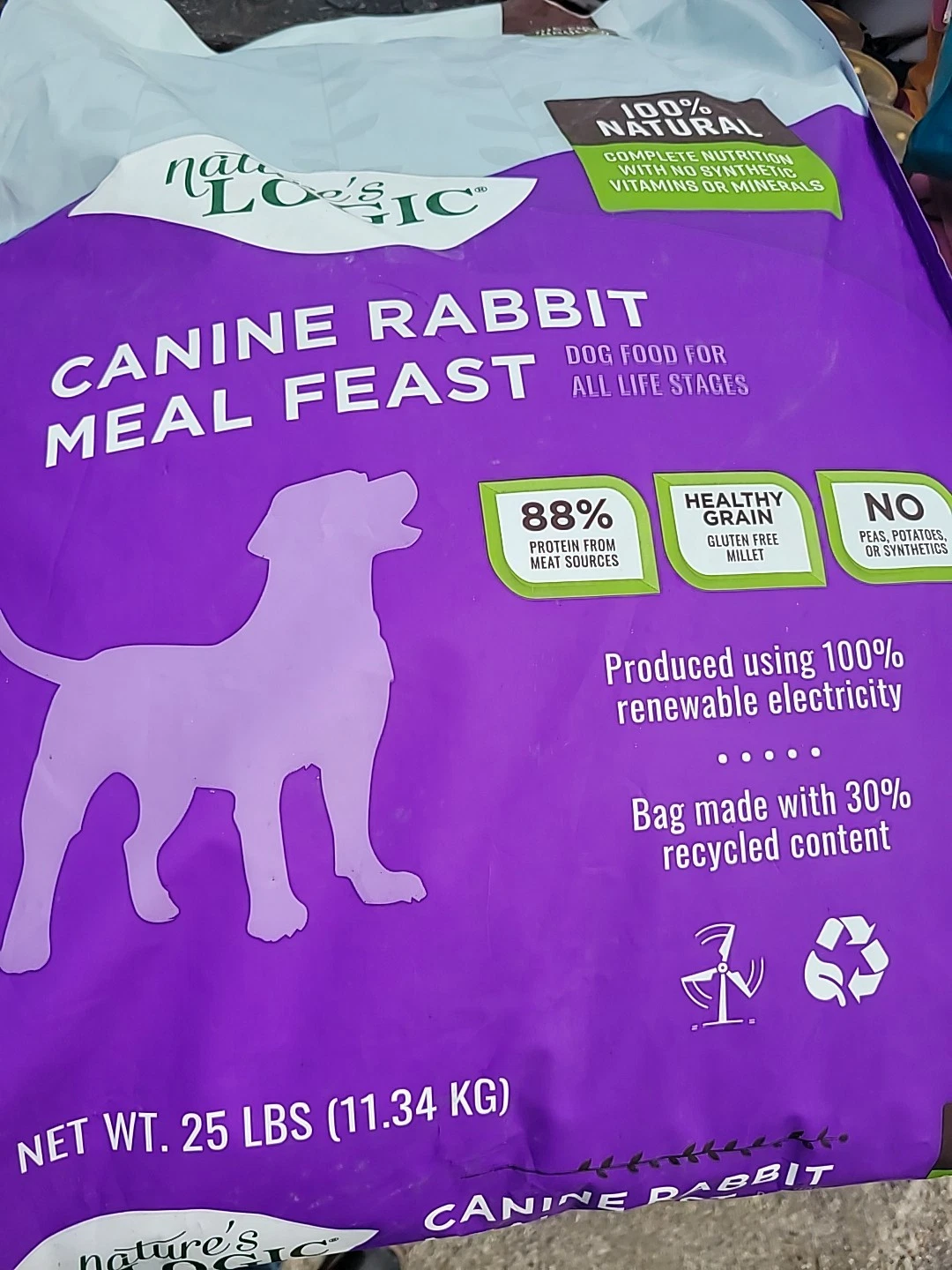 Natures Logic CanineRabbit Meal Feast 25 Lbs Ex 6/26 Free Shipping US