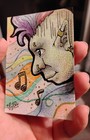 ACEO Original Signed Goblin Elf Cool Punk Magic Mohawk Sing Notes Pop Music Gold — photo 2