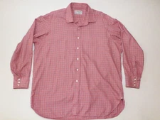 TURNBULL & ASSER Red Houndstooth Check 100% Cotton Mens Luxury Dress Shirt - 18