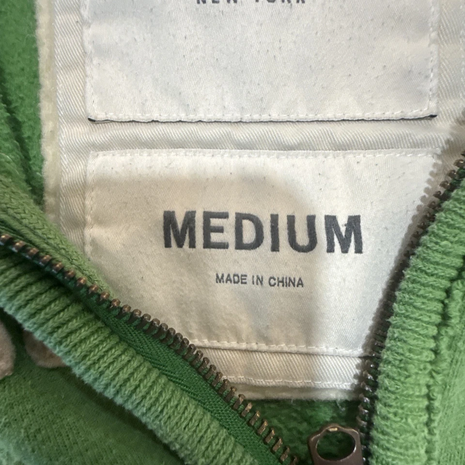 复古 Abercrombie & Fitch Muscle 连帽衫男式 M 绿色拉链 Y2K 仿旧 — 第 4/4 张图片