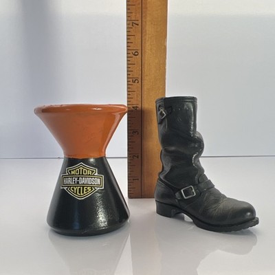Harley-Davidson Willitts Designs Motorcycle Boot Figurine Black Orange ceramic 