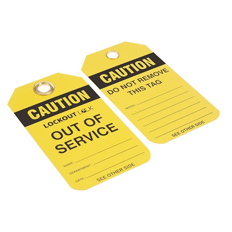Lockout Tags - ''Caution - Out of Service'' - Pack of 10 - Yellow