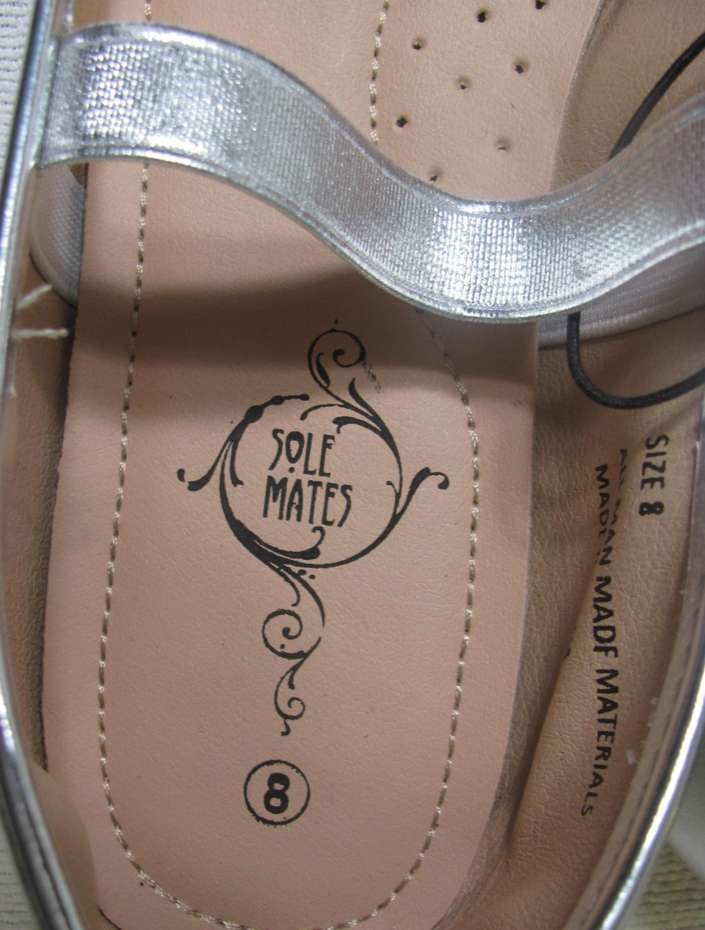 Women's Silvtone Elastic Ankle Strap Ballet Flats Slip On Shoes Sz 8 "New W/Tag"