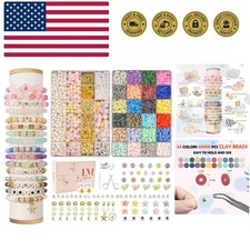 Clay Beads 8500 Pcs 2 Boxes Bracelet Making Kit - 24 Colors Polymer Clay Bead...