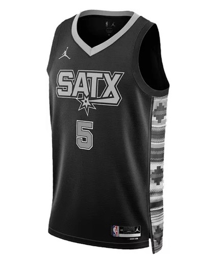 Hot 🥵 San Antonio Spurs Stephon Castle #5 Black Stitched Jersey Size Large! - Picture 2 of 4