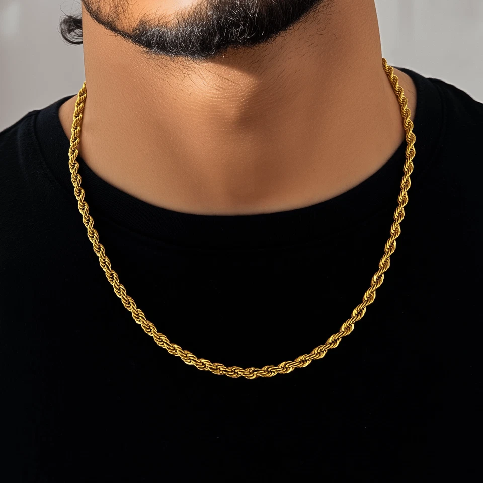 4mm Rope Chain Necklace | 18K Gold Men's Chain - image 2 of 3