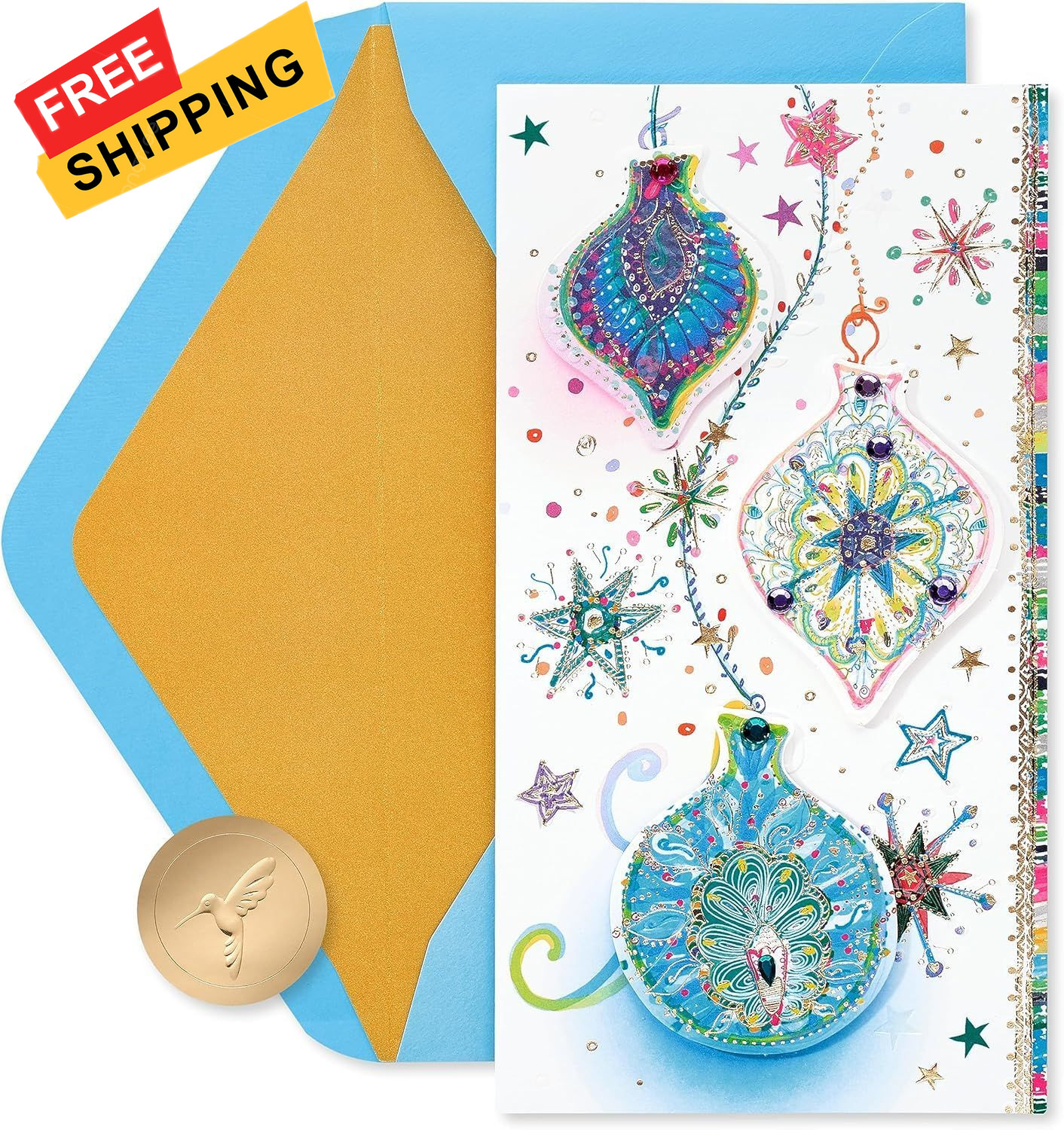 Papyrus Unique Christmas Card with Colorful 1 EA, Wonderful 