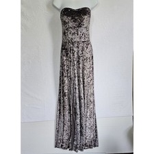 Vtg Women's Crushed Velvet Whimsigoth Full Length Strapless Dress Mobwife Grunge