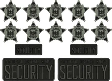 CUSTOM SECURITY 14 EMBROIDERY PATCH 4X10 AND 2X5 VELCR@ ON BACK GRAY ON BLACK