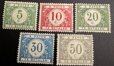 Belgium Stamps #J17-21 MLH-OG Postage Due 1919 Issue